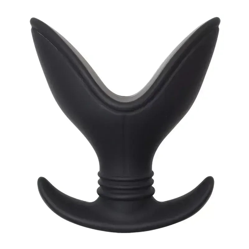 Anal Gaping Spreader Butt Plug Black Silicone