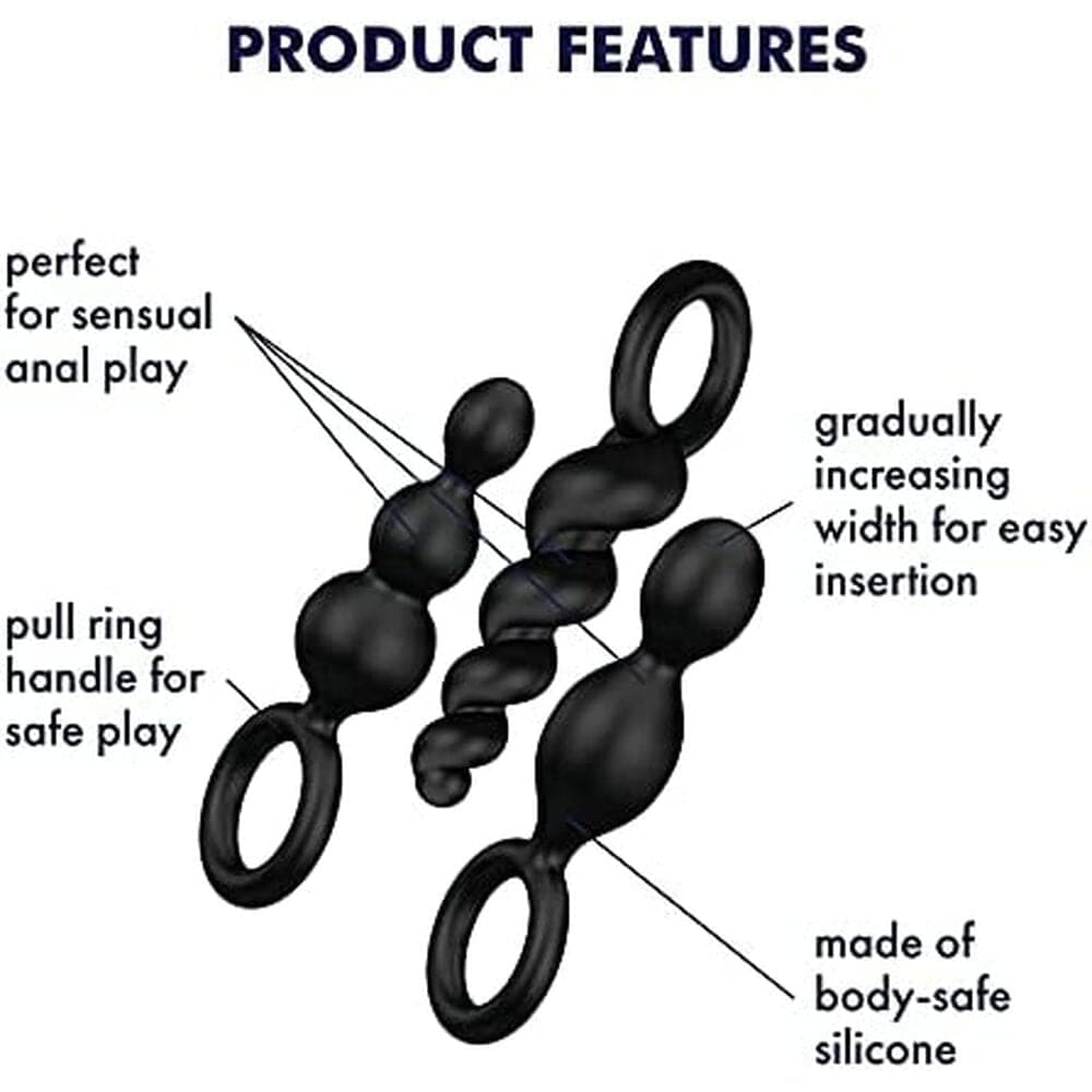 Satisfyer Booty Call Set of 3 Black Anal Plugs - Save 30% - Sale