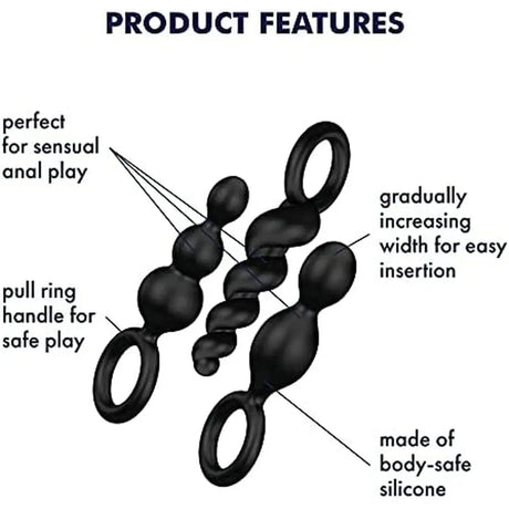 Satisfyer Booty Call Set of 3 Black Anal Plugs - Save 30% - of - Fast Shipping - Sale United Kingdom Stoke-on-trent