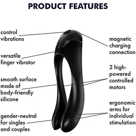 Satisfyer Candy Cane Finger Vibrator Black - Save 25% - Fast Shipping - Sale United Kingdom Stoke-on-trent