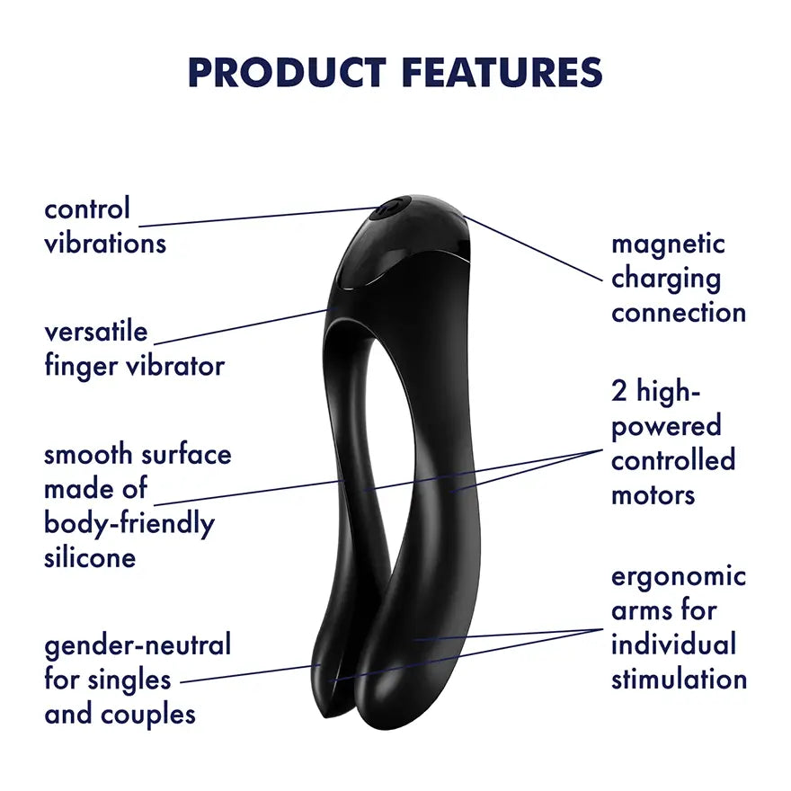 Satisfyer Candy Cane Finger Vibrator Black - Sex Toys - Save 25% - Fast Shipping - United Kingdom Stoke-on-trent