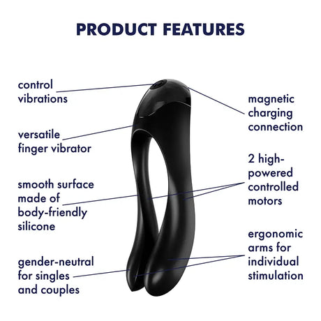 Satisfyer Candy Cane Finger Vibrator Black - Sex Toys - Save 25% - Fast Shipping - United Kingdom Stoke-on-trent