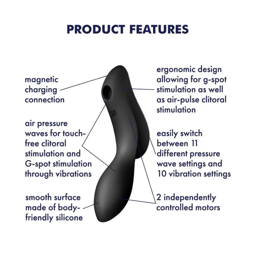 Satisfyer Curvy Trinity 2 Vibrator Black - Sex Toys - Save 30% - Fast Shipping - United Kingdom Stoke-on-trent