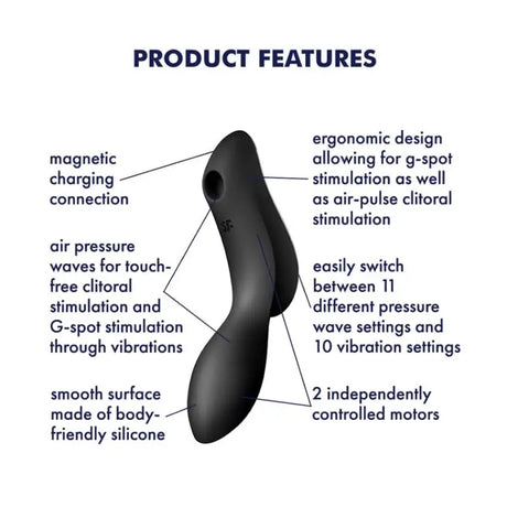 Satisfyer Curvy Trinity 2 Vibrator Black - Sex Toys - Save 30% - Fast Shipping - United Kingdom Stoke-on-trent