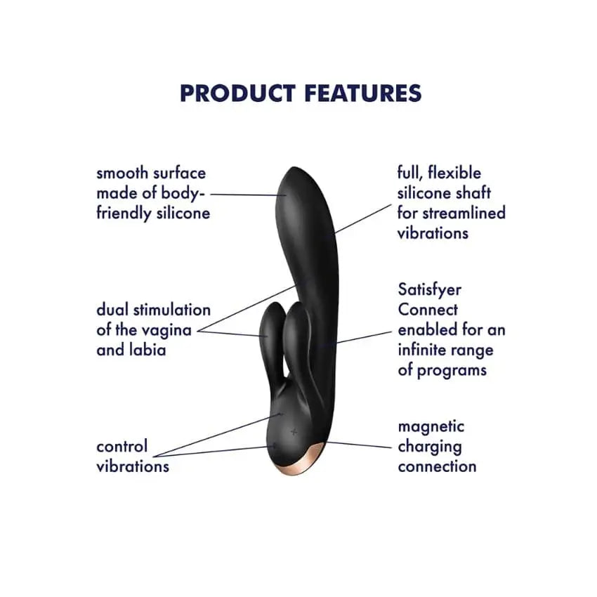 Satisfyer Double Flex Vibrator Black - Sex Toys - Save 25% - Fast Shipping - United Kingdom Stoke-on-trent