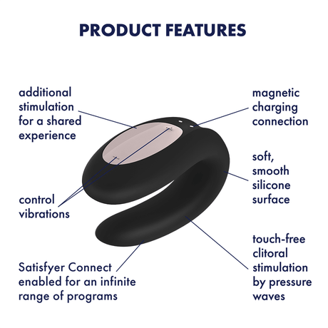 Satisfyer Double Joy Vibrator Black - Sex Toys - Save 25%