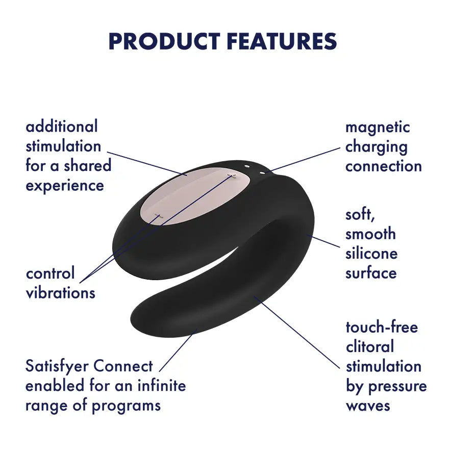 Satisfyer Double Joy Vibrator Black - Sex Toys - Save 25% - Fast Shipping - United Kingdom Stoke-on-trent