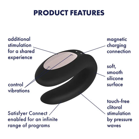 Satisfyer Double Joy Vibrator Black - Sex Toys - Save 25% - Fast Shipping - United Kingdom Stoke-on-trent