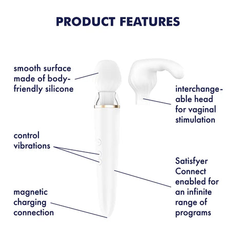 Satisfyer Double Wand-er White Incl. Bluetooth and App - Save 10% - White Incl. - Fast Shipping - Vibrator United Kingdom Stoke-on-trent