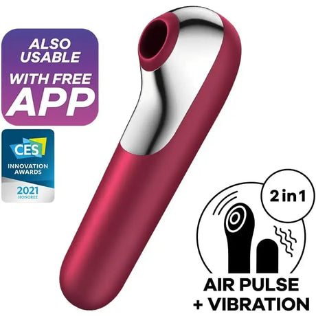 Satisfyer Dual Love App-controlled Air Pulse & Vibration Sex Toy – Red - Save 20% - App-enabled Clitoral Suction - Vibrator United Kingdom
