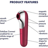 Satisfyer Dual Love App-controlled Air Pulse & Vibration Sex Toy – Red - Save 20% - App-enabled Clitoral Suction - Vibrator United Kingdom