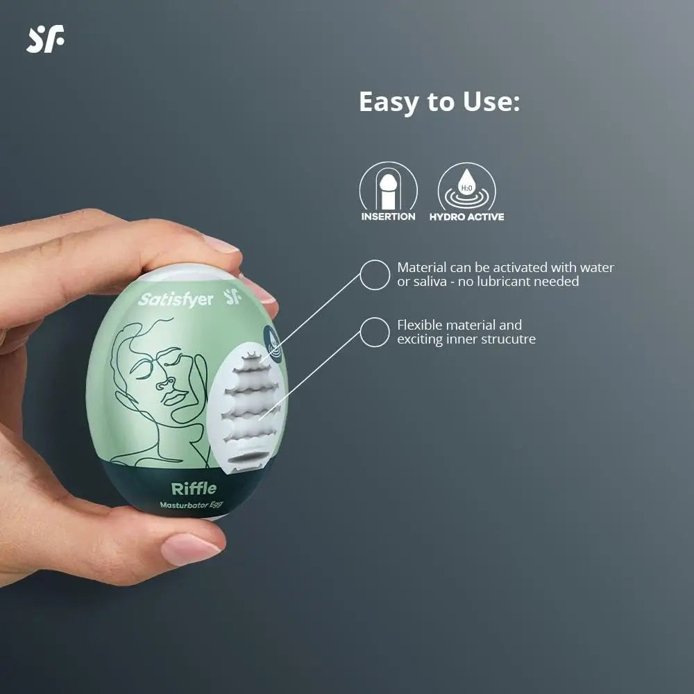 Satisfyer Masturbator Egg Different Textures Hydro-active Tpe no Lubricant Required for Single use Stil: 3x Set Ruffle Bubble Fierce - Save
