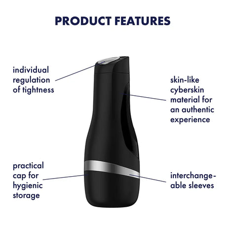 Satisfyer Men Classic Black/silver Masturbator - Sex Toys - Save 25% - Black/silver - Fast Shipping - Sale United Kingdom Stoke-on-trent