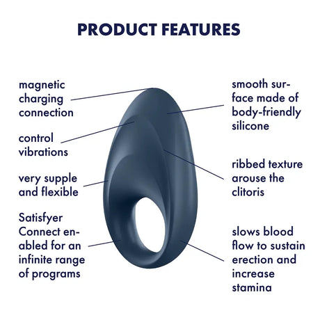 Satisfyer Mighty one Ring Vibrator Blue - Sex Toys - Save 30% - one - Fast Shipping - Sale United Kingdom Stoke-on-trent