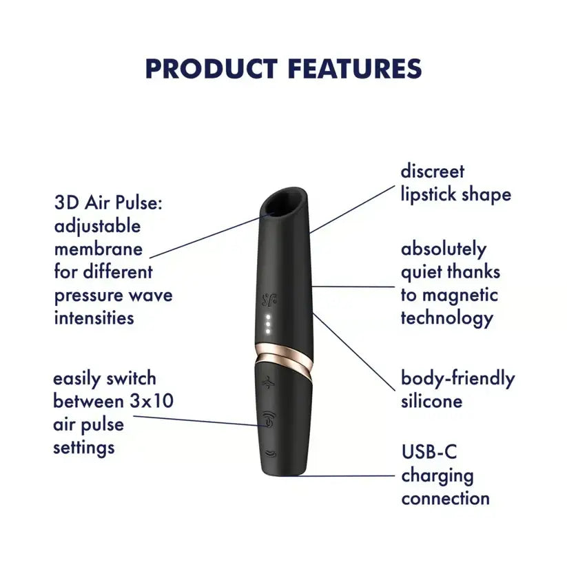 Satisfyer Perfect Kiss - Black - Save 15% - Fast Shipping - Vibrator United Kingdom Stoke-on-trent