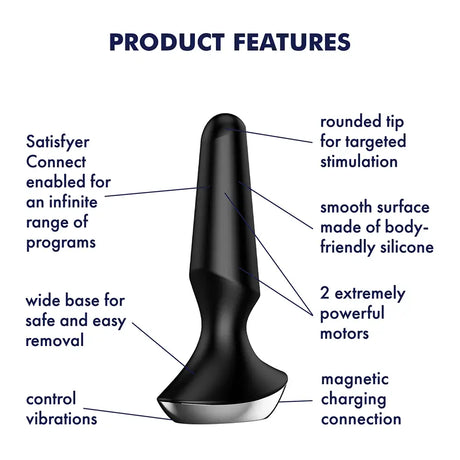 Satisfyer Plug-ilicious 2 Black - Save 10% - Fast Shipping - Anal Vibrators United Kingdom Stoke-on-trent