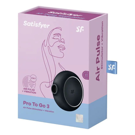 Satisfyer Pro to Go 3 Air Pulse Vibrator Black - Sex Toys - Save 30% - to - Fast Shipping - United Kingdom Stoke-on-trent