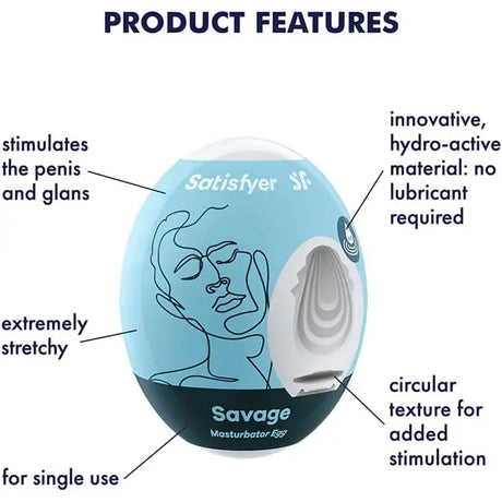 Satisfyer Savage Masturbator Egg – Water-activated Textured Sex Toy - Toys - Save 15% - Male - Sale United Kingdom Stoke-on-trent