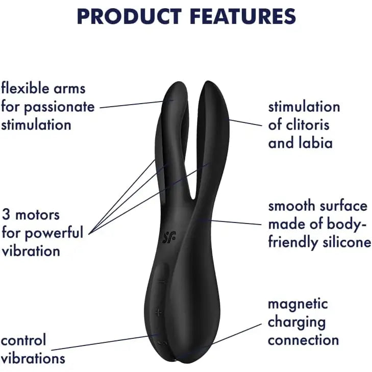 Satisfyer Threesome 2 Black – Triple-motor Lay-on Clitoral Sex Toy - Toys - Save 25% - Vibrator United Kingdom Stoke-on-trent