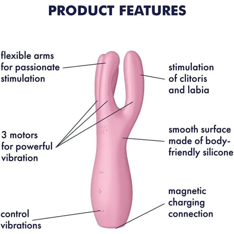 Satisfyer Threesome 3 Pink – Triple-motor Lay-on Clitoral Sex Toy - Toys - Save 30% - Vibrator United Kingdom Stoke-on-trent