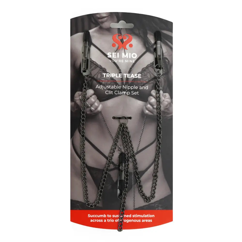 Sei Mio - Triple Tease - Adjustable Nipple and Clit Clamp Set - Save 15% - Sei Mio - Fast - Sale United Kingdom Stoke-on-trent
