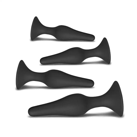 Set of Four Silicone Butt Plugs Black - Save 30% - Fast Shipping - Sale United Kingdom Stoke-on-trent