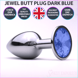 Sexy Emporium Jewelled Metal Beginner Butt Plug 3 Inch Dark Blue