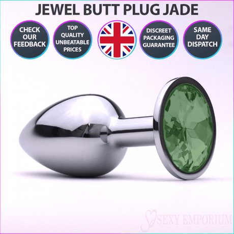Sexy Emporium Jewelled Metal Beginner Butt Plug 3 Inch Jade - Save 20% - Fast Shipping - Sale
