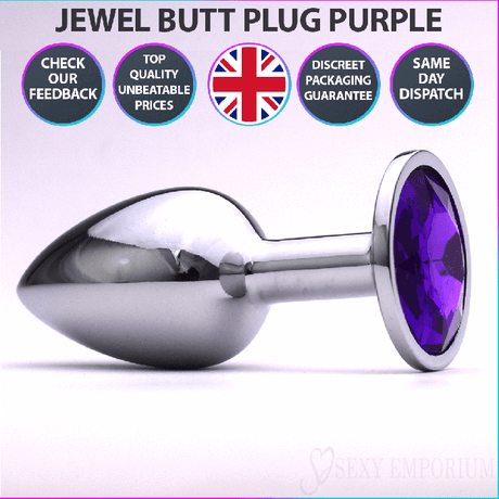 Sexy Emporium Jewelled Metal Beginner Butt Plug 3 Inch Purple