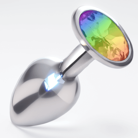 Sexy Emporium Jewelled Metal Beginner Butt Plug 3 Inch Rainbow - Save 25% - Fast Shipping - Sale