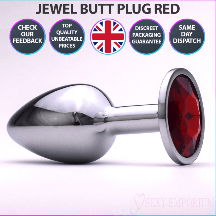 Sexy Emporium Jewelled Metal Beginner Butt Plug 3 Inch Red