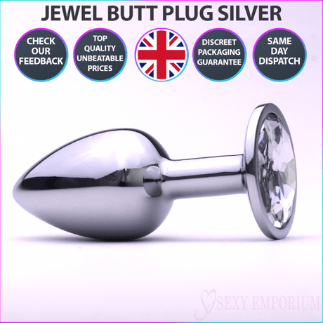 Sexy Emporium Jewelled Metal Beginner Butt Plug 3 Inch Silver