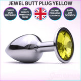 Sexy Emporium Jewelled Metal Beginner Butt Plug 3 Inch Yellow - Save 25% - Fast - Sale United Kingdom Stoke-on-trent