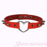 Sexy Love Heart Spiked Choker - Red