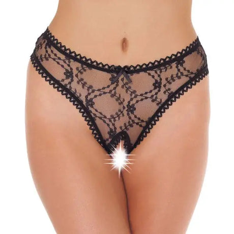 Sheer Pattern Crotchless Black Gstring - Save 30% - Gstring - Fast Shipping - Sale United Kingdom Stoke-on-trent