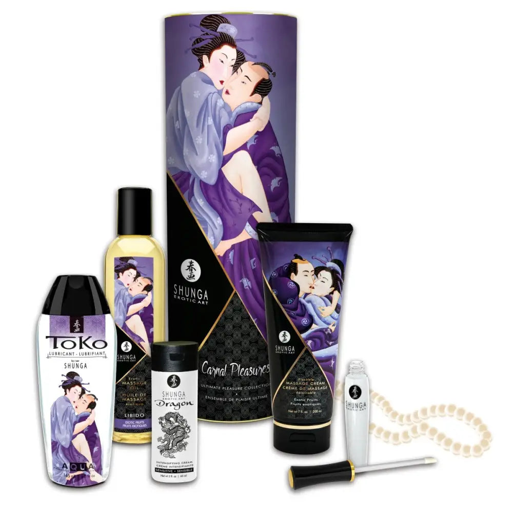 Shunga Carnal Pleasures Luxury Gift Set – Ultimate Couples Erotic Collection (5 Full-size Products + Pearl Necklace) - Save 5% - Sale