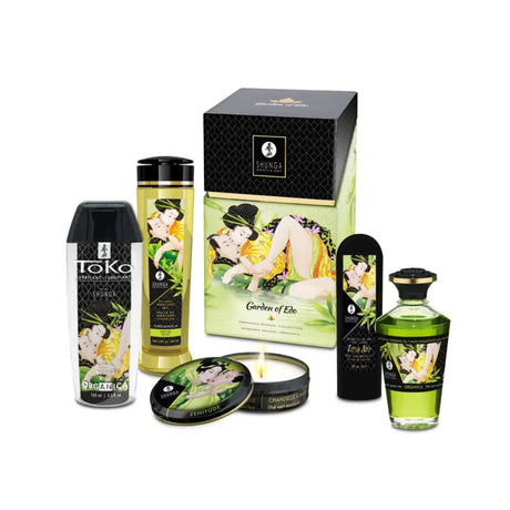 Shunga Garden of Edo Luxury Organic Couples Gift Set – Massage Oil Lube Candle & Sensitising Gel - Save 10% - Sale United Kingdom