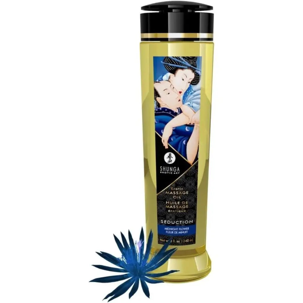 Shunga Massage Oil Seduction 240ml - Midnight Flower - Save 20% - Sale United Kingdom Stoke-on-trent