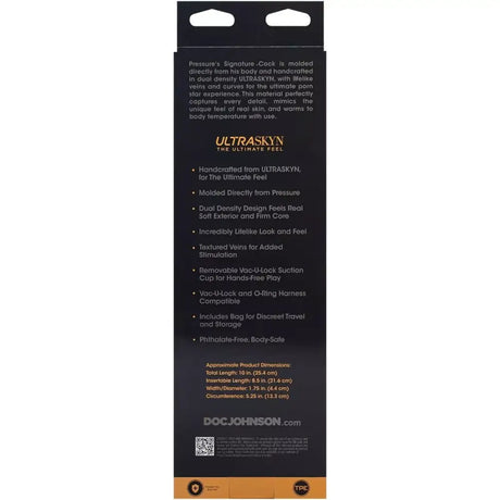 Signature Cocks - Pressure - 10 Inch Ultraskyn Cock with Removable Vac-u-lock Suction Cup - Save 15% - Ultraskyn - Dildo United Kingdom