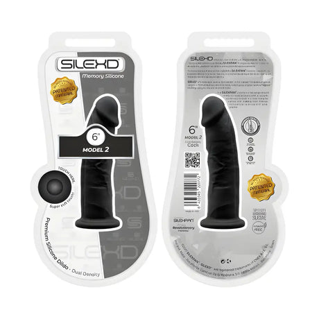 Silexd 6 Inch Realistic Silicone Dual Density Dildo with Suction Cup Black - Dildos - Save 25% - Silexd Inch - United Kingdom Stoke-on-trent