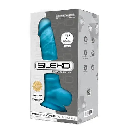 Silexd 7 Inch Realistic Silicone Dual Density Dildo with Suction Cup and Balls Blue - Dildos - Save 25% - Silexd Inch - United Kingdom