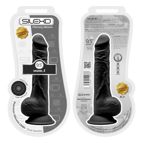 Silexd 9,5 Zoll realistisches Silikon Dual Density Dildo mit Saugbecher mit Schwarzkugeln