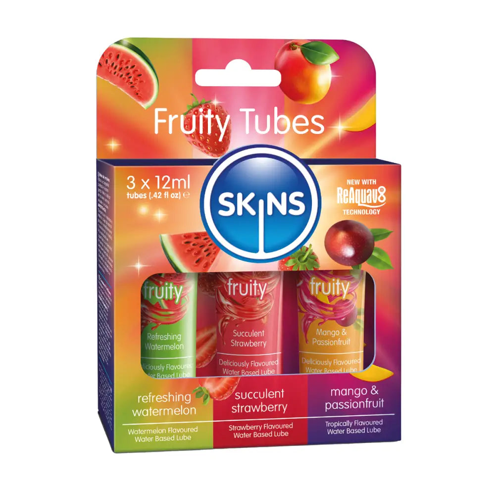 Skins 12ml Fruity 3 Pack Flavoured Sex Toy Lube – Watermelon Strawberry & Mango - Save 20% - Sale United Kingdom Stoke-on-trent