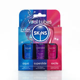 Skins 12ml Vital 3 Pack Sex Toy Lube Sampler – Aqua Superslide & Excite - Save 30% - Water Silicone Tingling - Sale United Kingdom