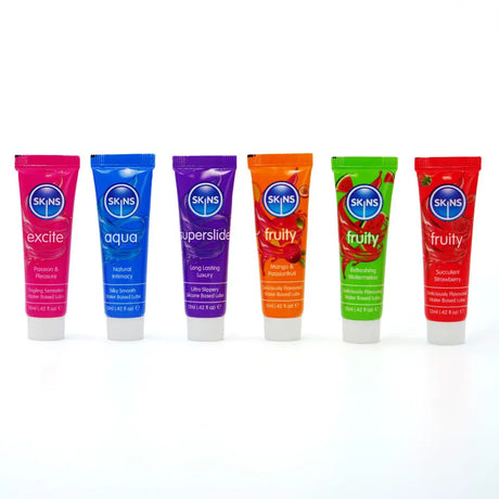 Skins 12ml Vital & Fruity 6 Pack Sex Toy Lube Sampler Set - Save 10% - – Water Silicone Flavoured - Sale United Kingdom Stoke-on-trent