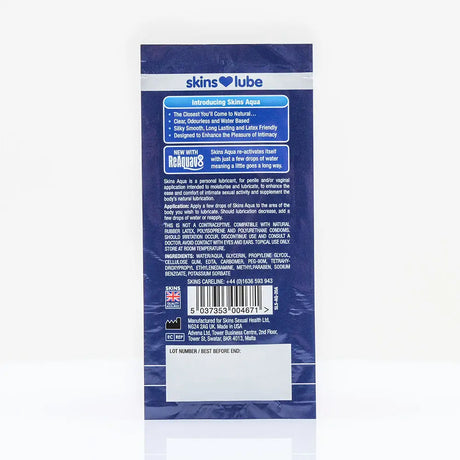 Skins Aqua Water Based Lubricant - 5ml Foil - Save 25% - Fast Shipping - Sale United Kingdom Stoke-on-trent