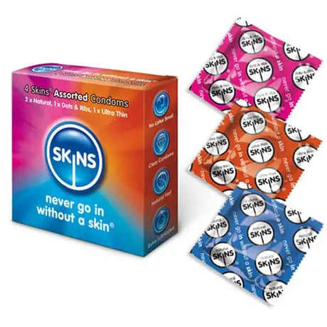 Skins Condoms Assorted 4 Pack - Save 25% - Fast Shipping - Sale United Kingdom Stoke-on-trent