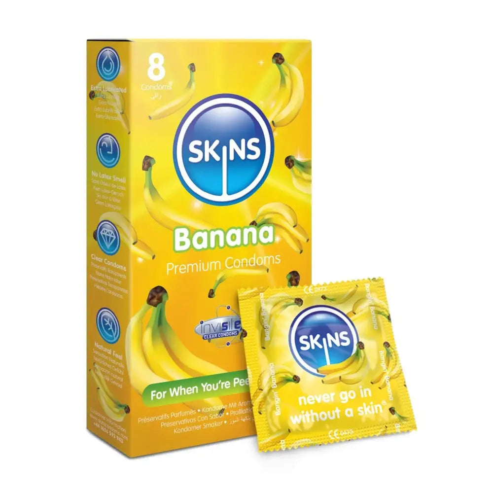 Skins Condoms Banana 8 Pack - Save 20% - Fast Shipping - Sale United Kingdom Stoke-on-trent