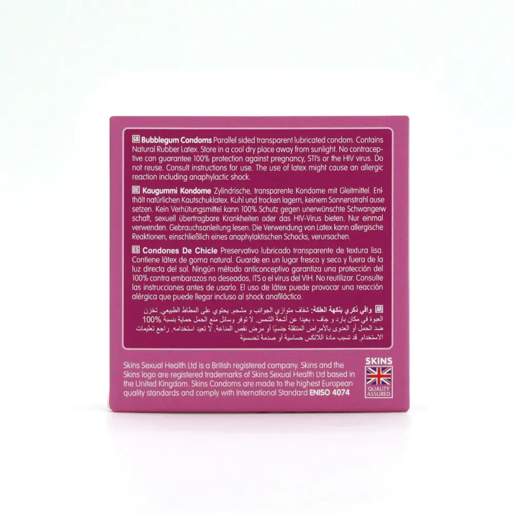 Skins Condoms Bubblegum 4 Pack - Save 20% - Fast Shipping - Sale United Kingdom Stoke-on-trent