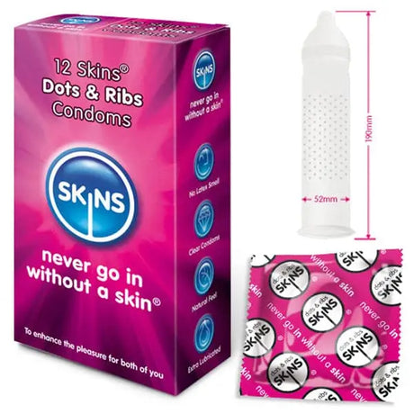 Skins Condoms Dots and Ribs 12 Pack - Save 25% - and - Fast Shipping - Sale United Kingdom Stoke-on-trent